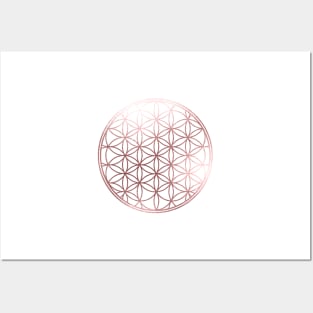 Flower of Life, Faux Rose Gold Posters and Art